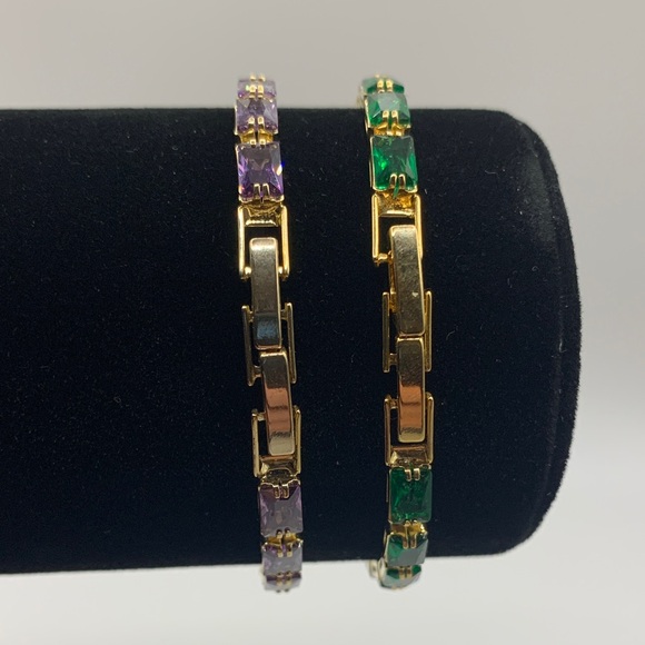 Gold-tone Faux Gemstone Bracelet - Picture 6 of 9